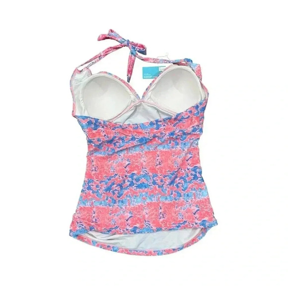 Summer Mae Maternity Halter Top Bathing Suit Tankini Top Pink Blue Size Large - Picture 3 of 3